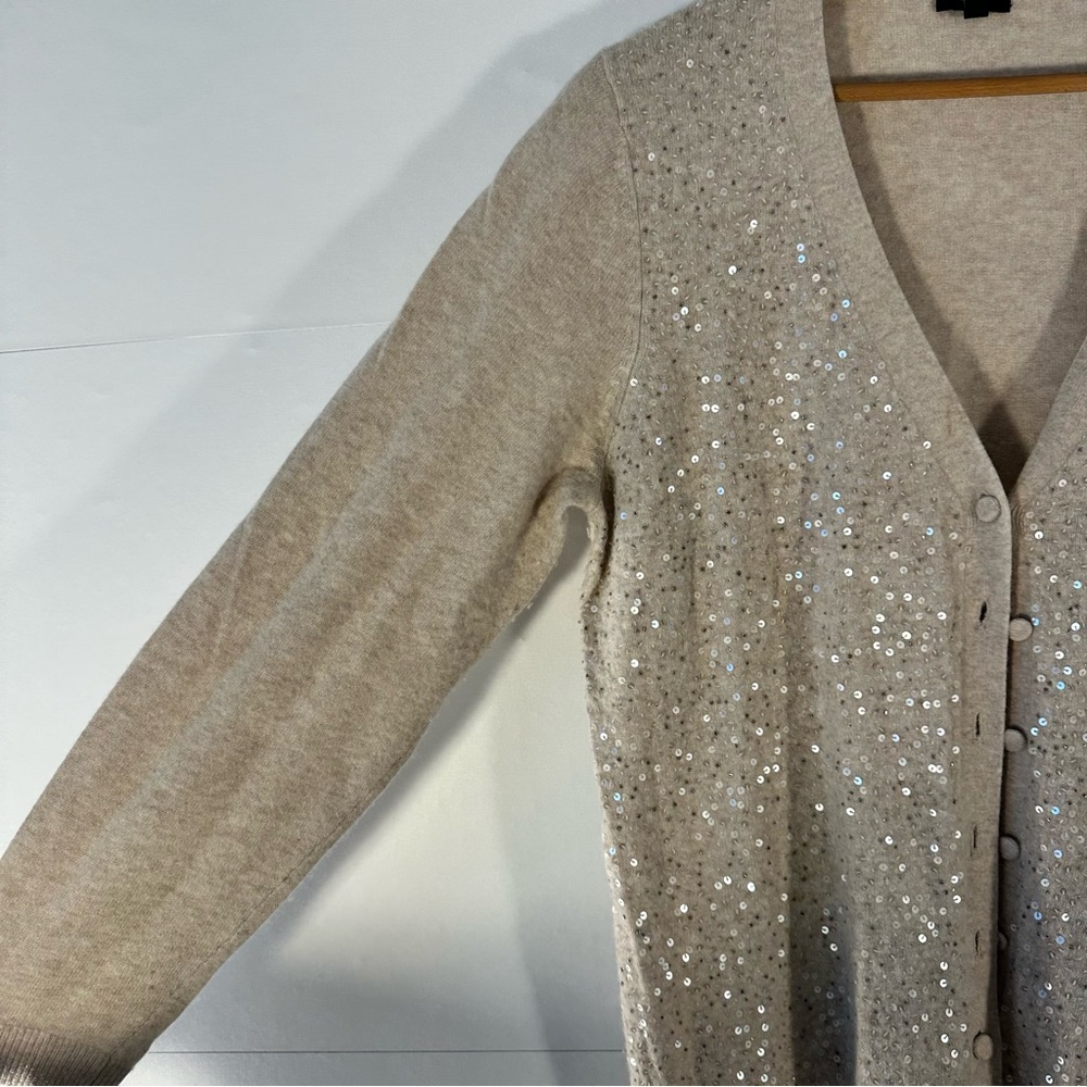 Talbots Lambswool Angora Blend Sparkling Beige Cardigan - Picture 3 of 8